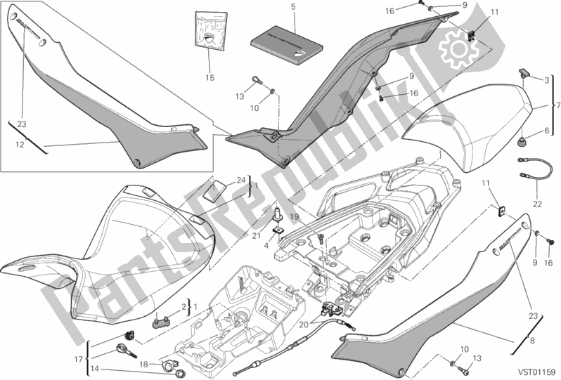 All parts for the Seat of the Ducati Multistrada 1200 S Pikes Peak 2014